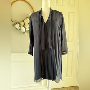 Club Monaco Elegant Navy Sheer Tunic Dress